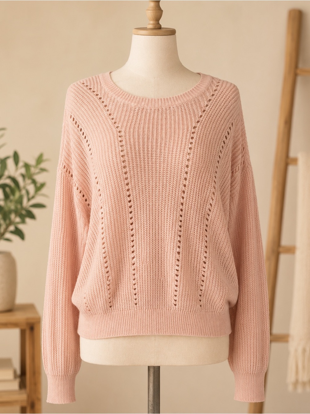 Garage Pink Pointelle Open Knit Sweater P/S Coquette Balletcore Y2K